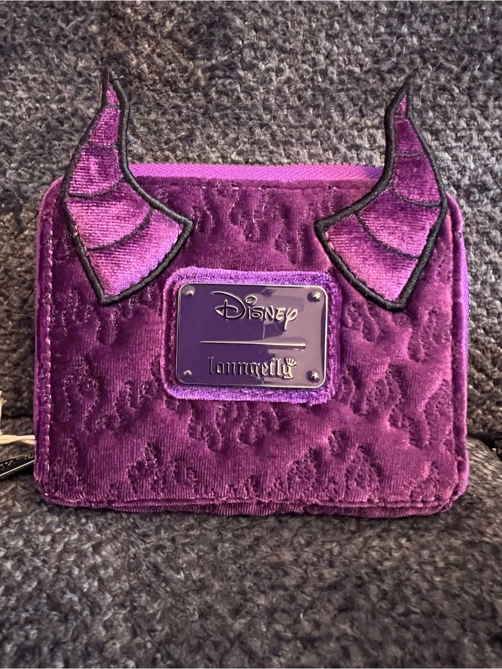 New!Loungefly Purple Velvet Maleficent inspired official Disney accordion wallet